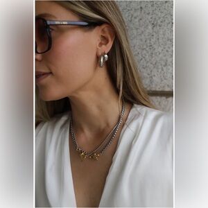 Katie Waltman Nova Box chain necklace silver gold lobster clasp 18”